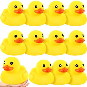 Deekin 12 Pcs Large Yellow Rubber Ducks Bulk Large Duck Squeak Rubber Bathtub Floating Bath for Birthday Party Decoration Gift Swimming Pool (7 Inch)