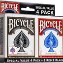 Bicycle Playing Cards 4 Pack, Standard Index Poker Size Decks in Red and Black for Poker, Blackjack, Rummy, Family Game Nights, and Classic Card Games, All Ages
