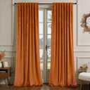 Burnt Orange Velvet Curtains 84 Inch Length for Living Room Darkening 2 Panels Back Tab Pocket Thermal Insulated Fall Long Drapes Western Curtains for Bedroom Mid Century Modern Decor Terracotta Rust