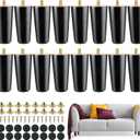Maitys 4 Inch Round Solid Furniture Legs Furniture Wooden Replacement Chair Feet Dresser Sofa Couch Legs Table Cabinet Footstool DIY Projects for Home (Black,16 Pcs)