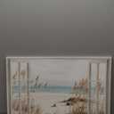 Beach Window Canvas Wall Art: Living Room Blue Ocean Scene Painting Coastal Seascape Picture Bedroom Modern Relaxing Sea Landscape Print Tropical Seaside Artwork Decor for Home Office