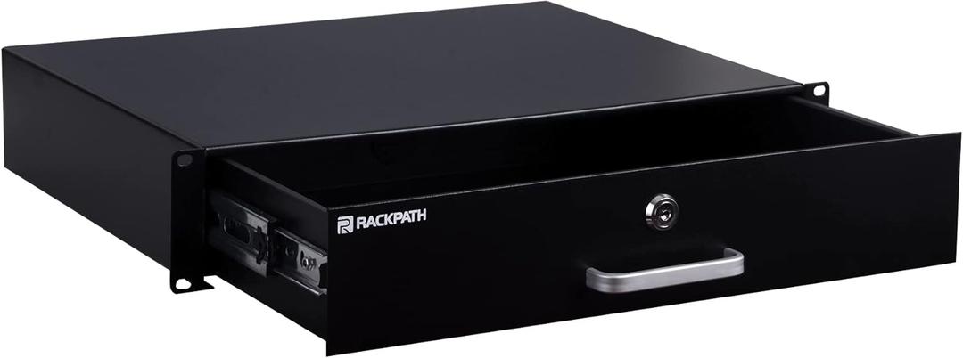 RackPath 2U Rack Mount Drawer for 19 Inch AV/Network/DJ Equipment Racks or Cabinets with Lock and Key