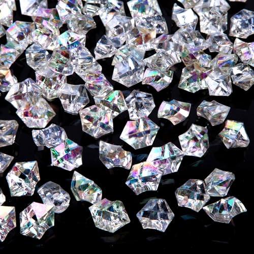 3 x DomeStar Iridecent Fake Ice, 150PCS Sparkling Vase Fillers Fake Diamonds Clear Gem Stones DIY Crafts Wedding Table Scatter Decoration