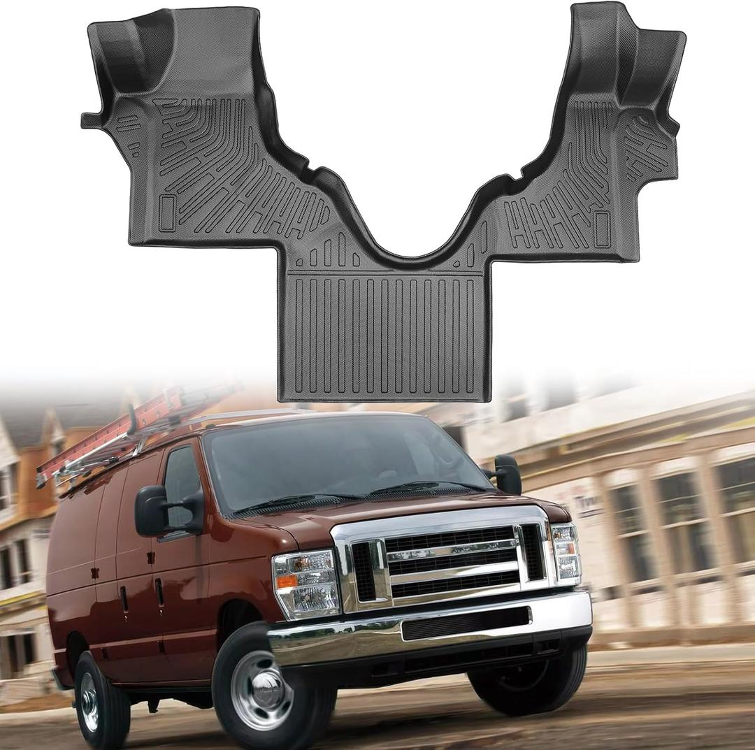 Floor Mats Fit for Ford Econoline/E-Series E150/E250/E350/E450 2007-2025,All Weather Protection TPE, Anti-Slip Floor Mats for Ford Econoline/E-Series Accessories