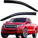 Lightronic Extra Durable Outside Mount Auto Vent Window Visor, Fits 2019-2023 Ford Ranger SuperCab, 2019-2025 Ranger SuperCrew, UV Protection Rain Guard, Original Wind Deflector, Dark Smoke, 2-Pcs