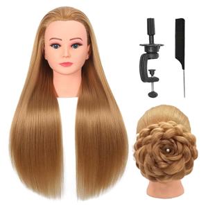Mannequin Head with Hair 26" Cosmetology Mannequin Doll Head for Hair Styling,Training Practice Braiding Manikin Head with Table Clamp (Blonde-1)