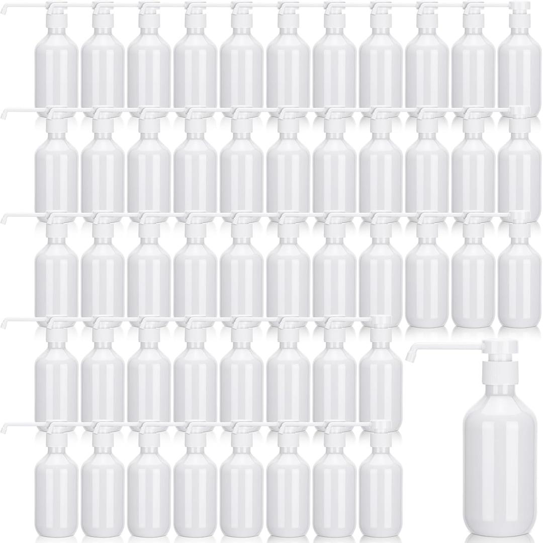 50 Pack Plastic Soap Dispenser Bulk Empty Pump Bottles Dispenser with Long Pump 10 oz Refillable Dish Soap Hand Washing Bottles Lotion Bottle for Kitchen Bathroom(White)