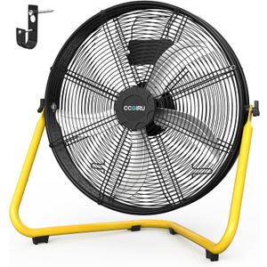 20" High Velocity Floor Fan, 5500 CFM 3-Speed Industrial Shop Fan with Wall-Mounting System,Heavy Duty Metal Fan for Workshop, Garage and Warehouse - UL Safety Listed (20 Inch)