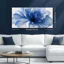 Blue Floral Canvas Wall Art For Living Room Abstract Flower Prints Painting, 48"L x 24"W
