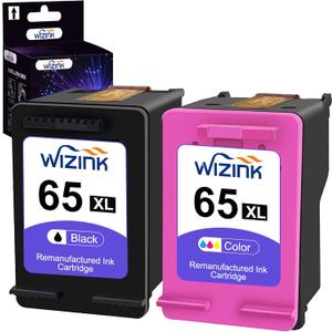 WIZINK Remanufactured Ink Cartridge Replacement for HP 65XL 65 XL N9K04AN N9K03AN Used in HP Envy 5055 5052 5058 DeskJet 3755 3752 2652 2655 2622 3720 3722 AMP 100 Printer (1 Black+1 Tri-Color)