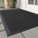 MontVoo-Door Mat Outside Entrance Outdoor Indoor Front Doormat for Entryway-Welcome Mat Durable Rubber Backed Entry Mat Non Slip Dirt Trapper Absorbent-Black 17x30 (1'5" x 2'6" (Rectangular))
