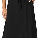 KIFOVEN Womens Casual High Waist A Line Midi Skirt Flared Drawstring Stretchy Skirt (Medium, Pack of 3, Black, Army Green, Khaki)