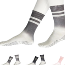 YOZHAKOU Pilates Yoga Socks with Grips for Women, Colorful Non Slip Crew Athletic Socks for Pilates, Barre, Ballet, Trampoline, Hospital, Exercise, Gym. (gray)SIZE GUIDE ONESIDE US Women's 5.5-9 Upc, Pack 2