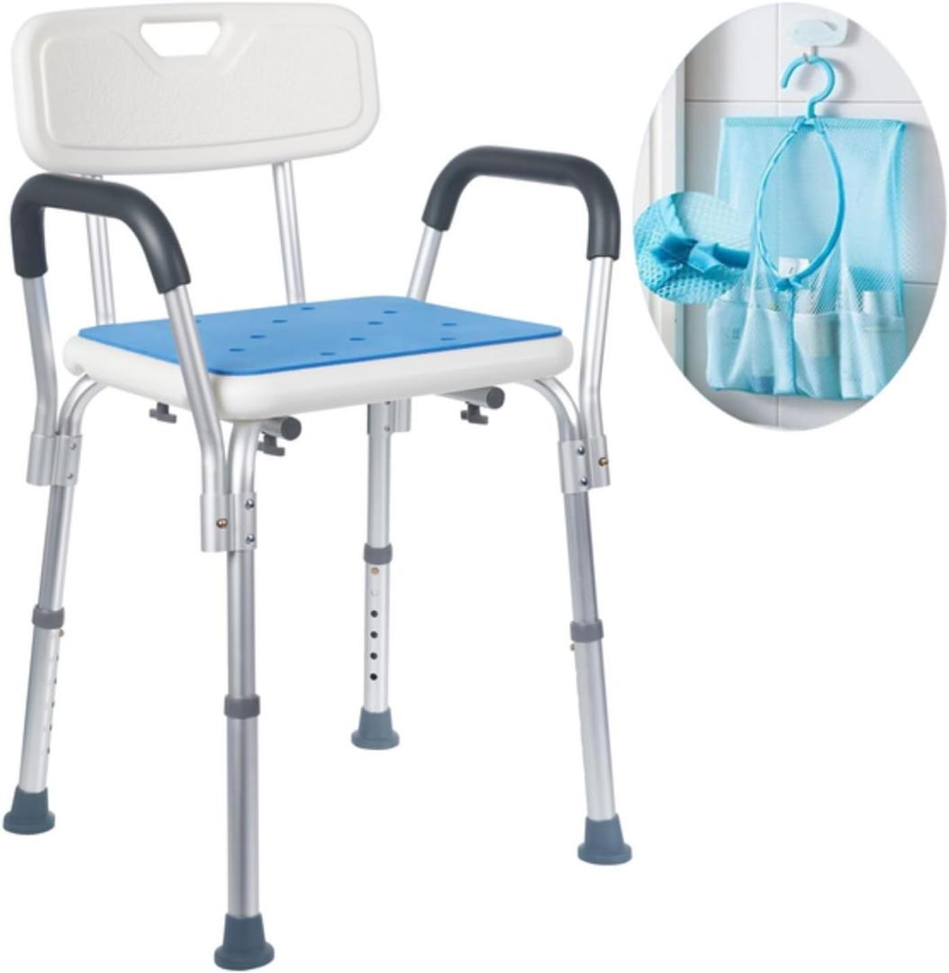 Medokare Premium Shower Chair for Inside Shower - Bath Chair and Medical Grade Shower Seat for Seniors, Elderly, Handicap & Disabled - Adjustable Support Bench w/Back and Armrests for Bathtub