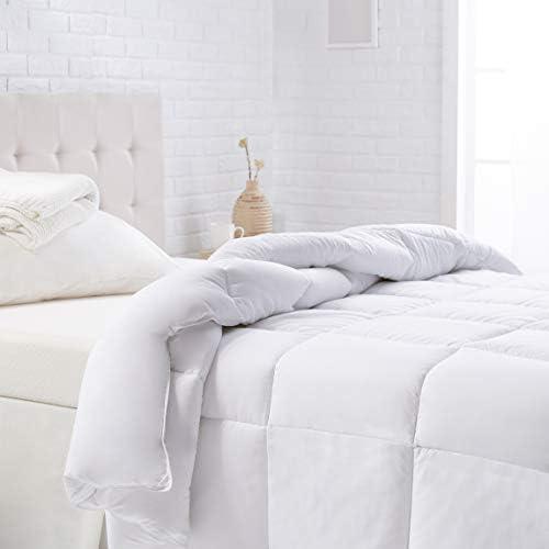 Amazon Basics Soft White Down Alternative Comforter and Duvet Insert with Corner Tabs, Cozy and Heavy, King Size, Warm
