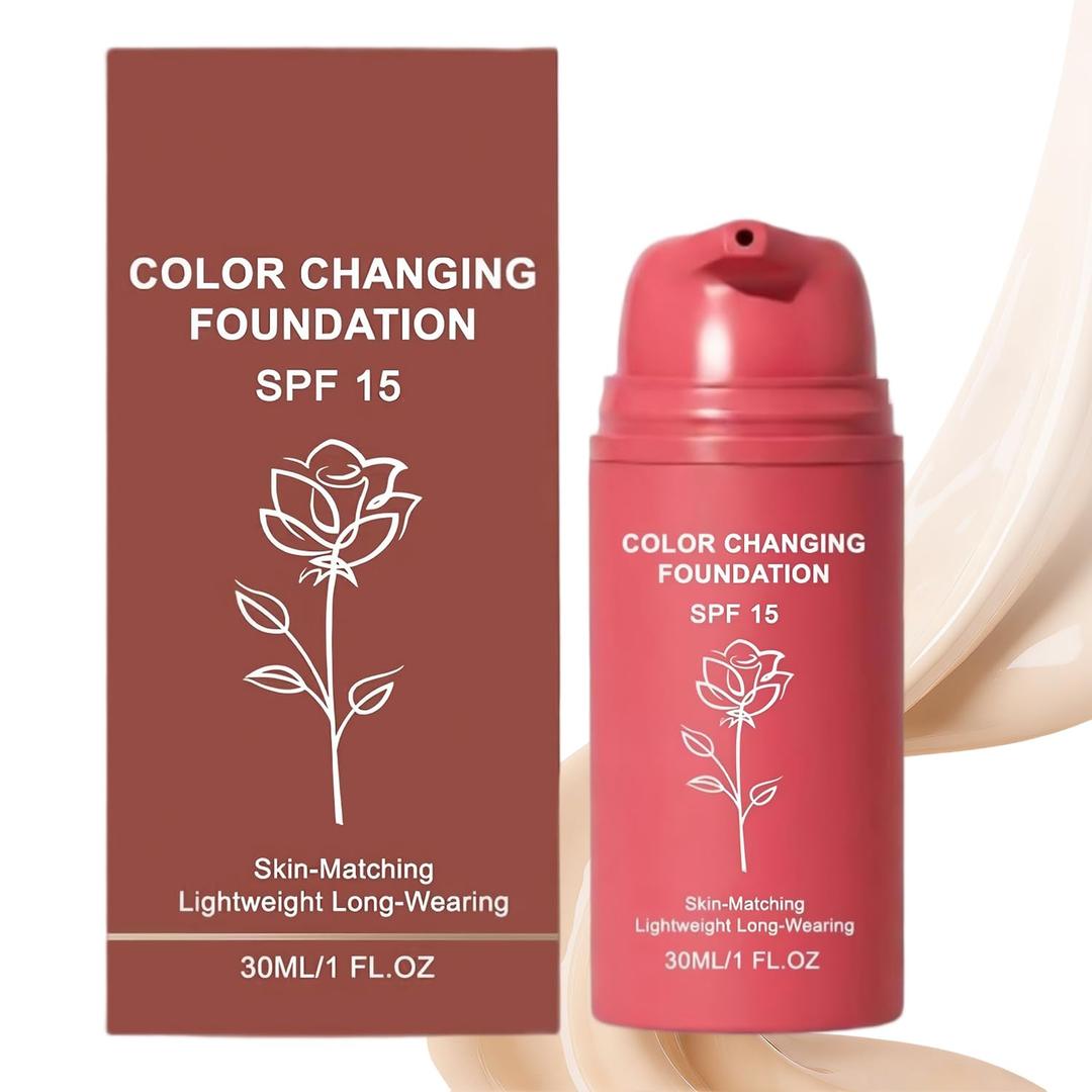 Color Changing Foundation for Mature Skin, Concealer Cover Cream, 2-In-1 Hydrating Lightweight Liquid Foundation, Skin Tone Adapting Foundation for All Skin Types, Natural