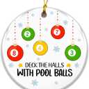 3 x Pool Balls Ornament 2025  White Elephant Gift, Deck The Halls with Pool Balls Ceramic Ornament  Holiday Tree Decoration for Pool Players, Bar Gamers & Billiards Fans  Gag Gift & Stocking Stuffer