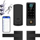 BEBASIA Smart Fingerprint Door Lock with Handle Set, Full App Control, Electronic Digital Touchscreen Keypad, Deadbolt Smart Locks for Front Door, Auto Lock, Black