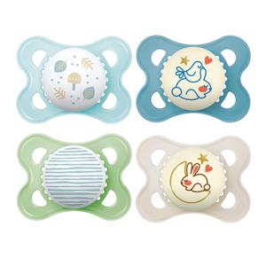 MAM Original Day & Night Pacifiers, Binky Pacifier for 0-6 Months, BPA-Free Silicone, Glows in The Dark, Best for Newborn Babies, Developed with Medical Experts, 4 Count Binkies (Artic Blue / Ivory)