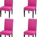 Dimatic 4 Pack Dining Chair Covers, Stretch Spandex Removable Washable Protector Chair Slipcovers for Dining Room Kitchen Hotel (Rosy)