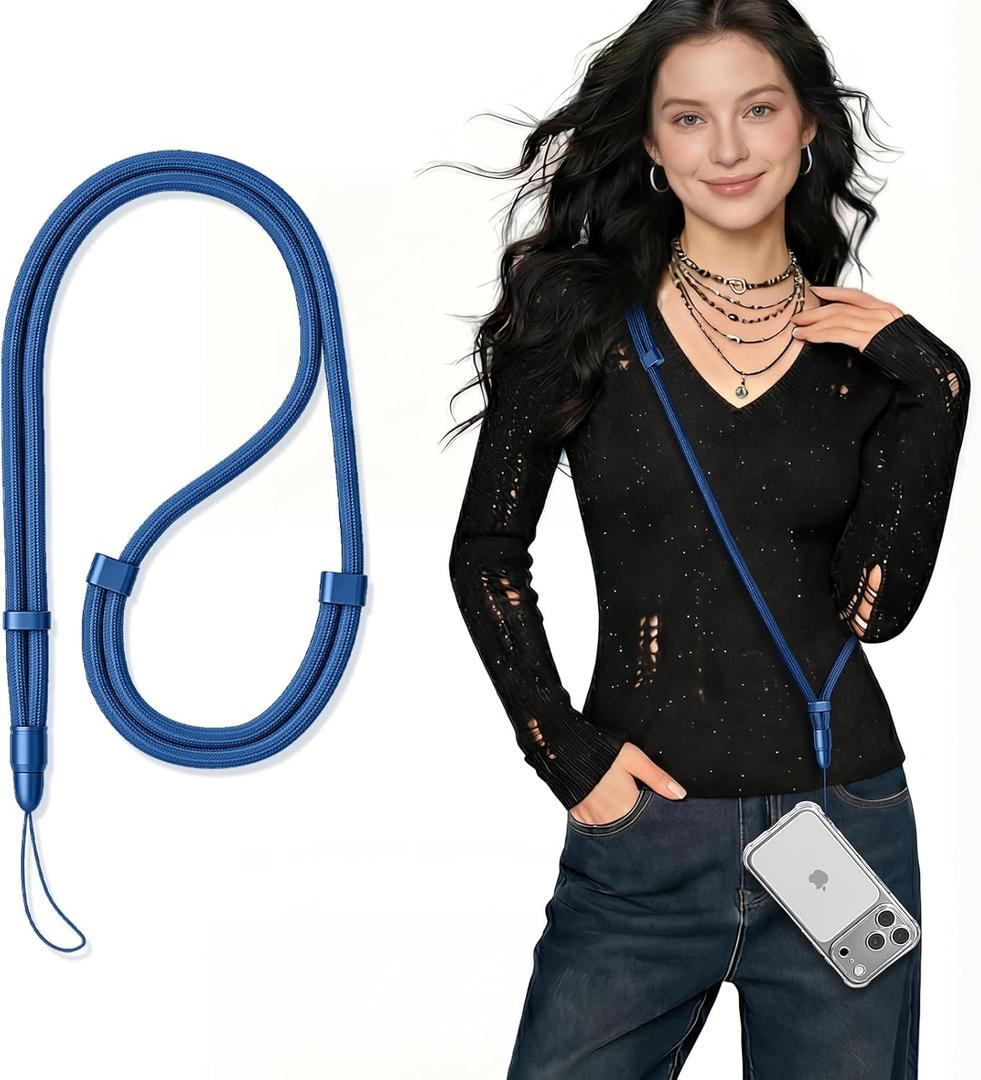 saxsion Adjustable Phone Lanyard with Fishing Line Core, 360° Swivel Crossbody & Neck Strap for Camera, walkie talkie