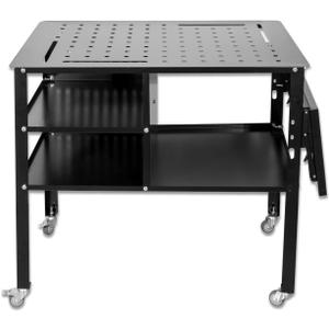 Welding Table Heavy Duty Mobile Steel Workbench with Wheels, Work Station Universal Workbench for Metalworking, Cutting Grinding Welding Projects, Sturdy Support Frame