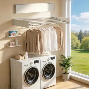 Wall Mounted Drying Rack 32" Foldable Space Saving for Laundry Room