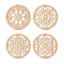 KOYILTD 4 Pieces Thicken Rustic Wall Decor, Flower Carved Wall Art, Wooden Hollow Carved Design(Round, 10in)