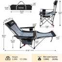 Reclining Camping Chair with Removable Footrest Lounge Chair with Headrest, Cotton Cushion, Portable Adjustable Folding Chairs, 2 pack
