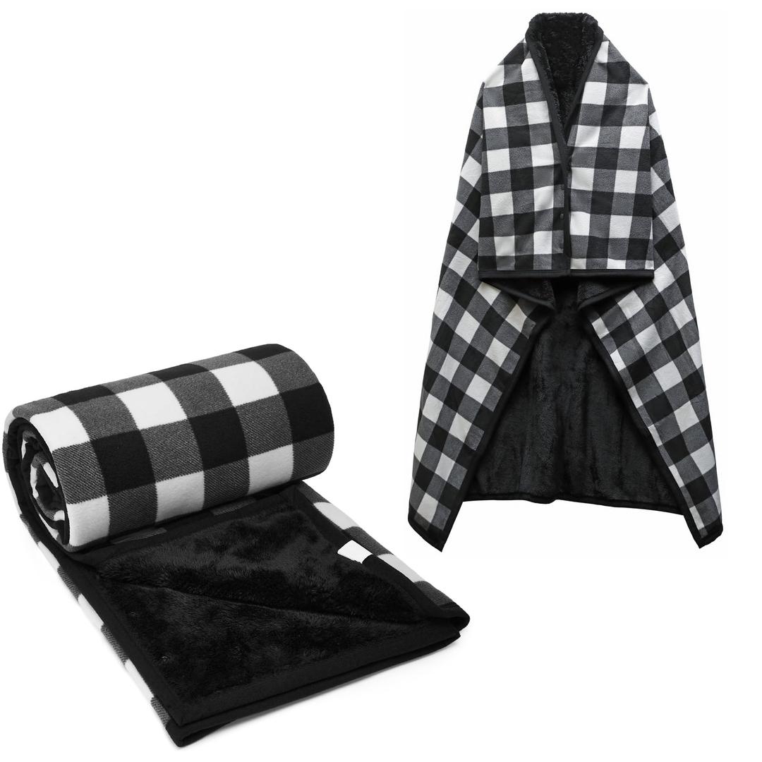 forestfish Fleece Wearable Blanket Oversized, Comfy Lightweight Lap Blanket Poncho Throw with Buttons, 63“x 55”(Black)