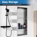 Shower Niche 13 × 31, 3 Shelves Wall Niche Recessed Shelf for Bathroom Storage, Shower Niche Insert Tile Ready No Tile Needed Over Mount Installation, Brushed Nickel, 13W × 31H-Three Shelf