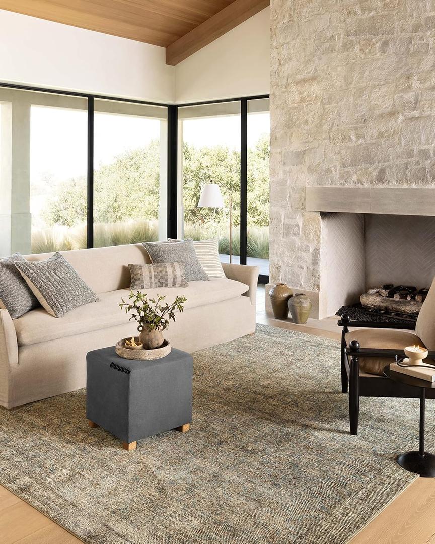 Loloi Amber Lewis Morgan Collection MOG-04 Sea/Sage 5'-0" x 7'-0" 38" Thick Area Rug feat. CloudPile, Neutral, Room Dcor, Vintage Inspired, Livingroom, Bedroom, Dining Area