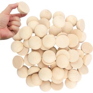 90 PCS 2 Inch Half Wood Balls, Split Wood Balls, Unfinished Natural Half Wooden Ball, 2 Inch Round Split Wooden Beads for DIY Crafts, Jewelry, and Home Decor
