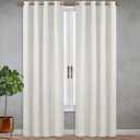SUN+BLK Nantes Luxury Insulated Total Blackout Grommet Single Curtain Panel, Noise Reducing, Light Blocking, Ivory, 52x84