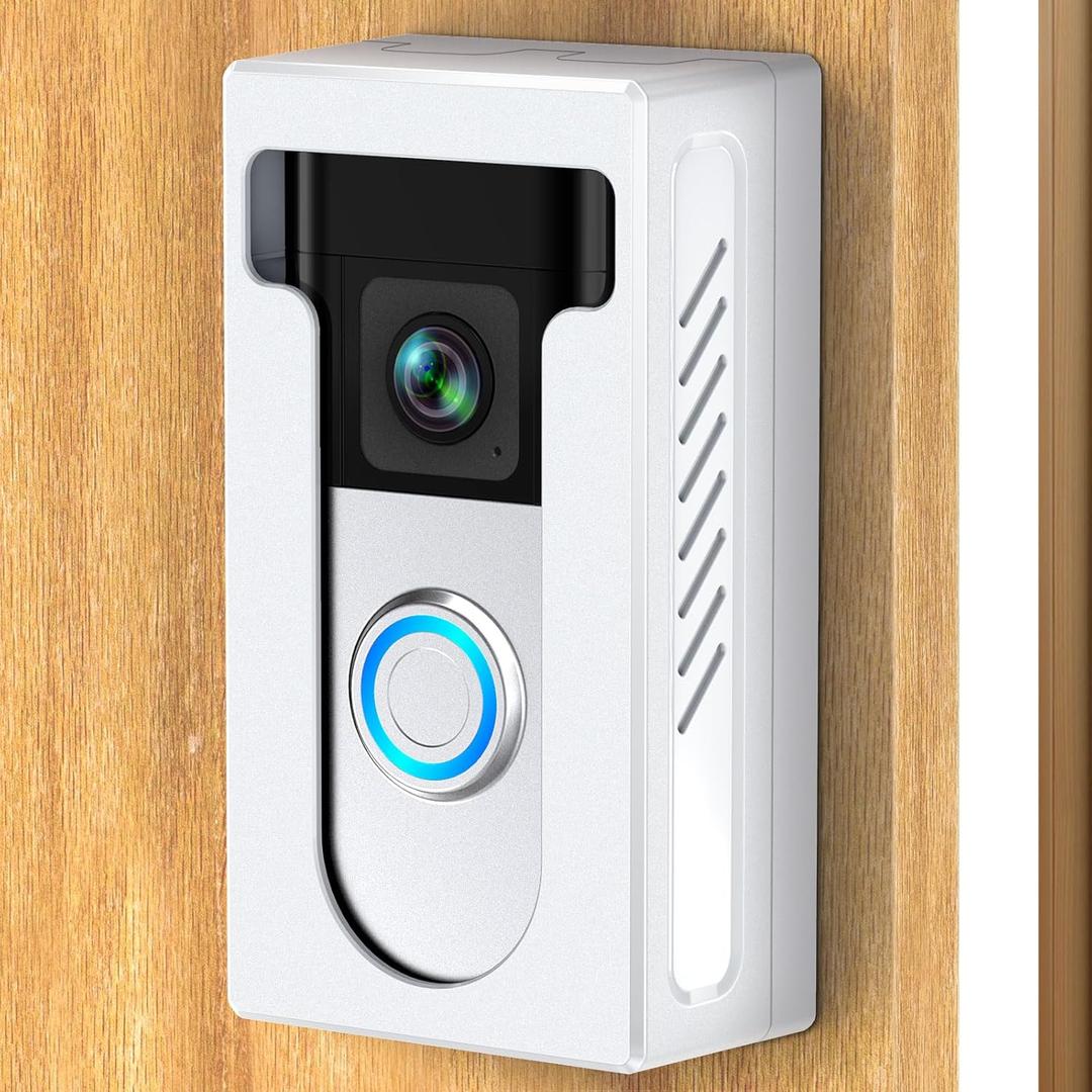 QIBOX Adhesive Video Doorbell Mount Compatible for Ring/Blink Wireless Video Doorbell,No Drill Camera Mount Bracket Cover Holder Corner Kit Accessories (Not Block Doorbell Sensor) (White)