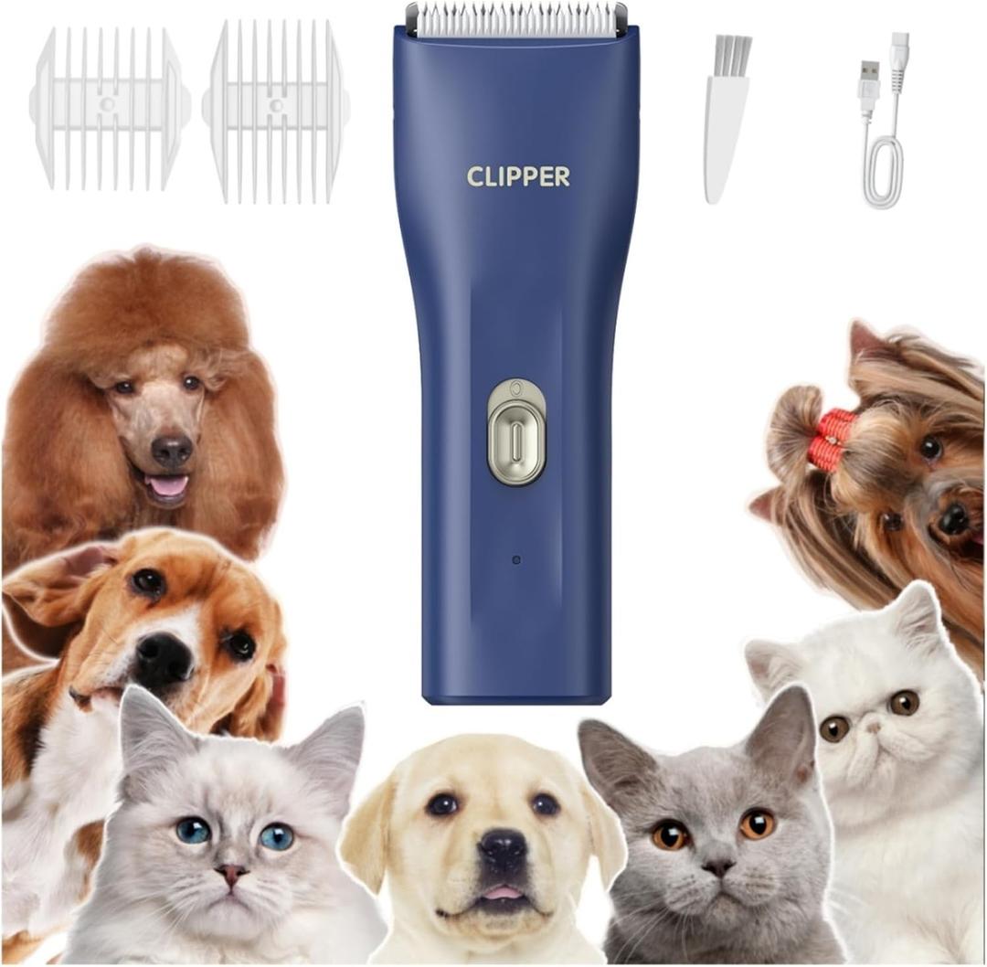Dog Clippers,Quiet Washable USB Rechargeable Cordless Dog Grooming Kit,Electric Pets Hair Trimmers Shaver Shears for Dogs and Cats (006 Blue)