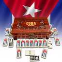 PRK 14 Cuban Double 9 Dominoes Set in Premium Wooden Box Classic White Tiles with Colored Dots Dominoes in Durable Wooden Storage Case Traditional Cuban Style for Friends