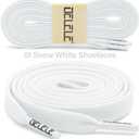 DELELE Sneakers Flat Shoe Laces: 2/5 Inches Wide Athletic Replacement Shoelaces (01 Snow White)