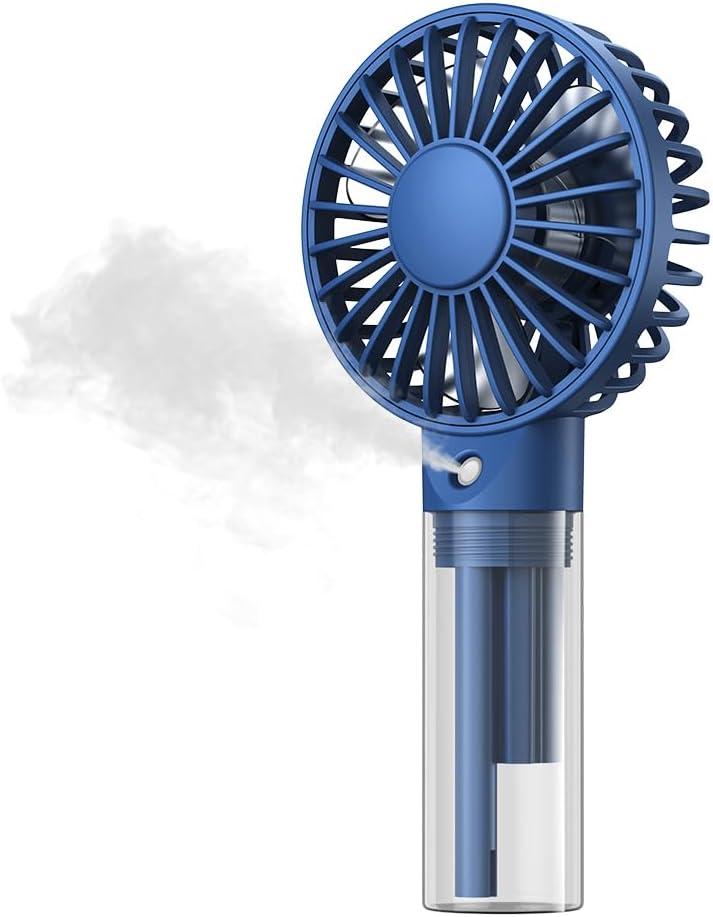 TOPK Portable Misting Fan - Rechargeable Handheld Personal Spray Water Mist Fan 32ml Water Tank Mini Cooling Hand Fans for Travel, Outdoors, Makeup, Camping, Home, and Office Use (Blue)