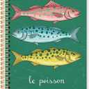 3 x Dark Green Fishes Spiral Notebook, Ocean Spotted Fish Journal, Coastal Beach Journals for Writing, French Le Poisson Marine Biology Notebooks for Note Taking, 5.5x8.3 Inch