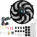 BLACKHORSE-RACING 14" Universal Electric Radiator Cooling Fans + Thermostat Relay & Mount Kit