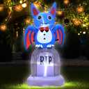 4FT Halloween Inflatable Cute Bat Tombstone Decoration with LED Lights Indoor Outdoor Halloween Horror Blow Up Decoration Party Lawn Graden Holiday Decor