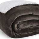 Bedsure GentleSoft Sherpa Fleece Twin Size Blanket for Couch, Non-Heated, Thick and Warm Throw for Women and Men, Soft Fuzzy Plush Twin Blanket for Winter, Brown, 60x80 Inches