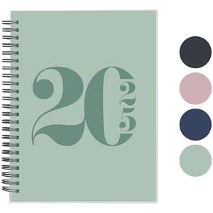 Rileys 2025 Weekly Planner - Typographic Annual & Monthly Agenda Planner, Flexible Cover, Notes Pages, Twin-Wire Binding (8 x 6 inch, Green) 4 PCS