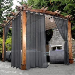 BONZER Outdoor Sheer Curtains for Patio Waterproof - 2 Panels Grommet Indoor Voile Curtains for Living Room, Bedroom, Porch, Pergola, Cabana, 54 x 108 inch, Grey