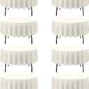 BRILLMAX 8 Pack Ivory Round Tablecloths 90 Inch - Circle Bulk Linen Polyester Fabric Washable Table Cloth Cover for Wedding Reception Banquet Birthday Party Buffet Restaurant
