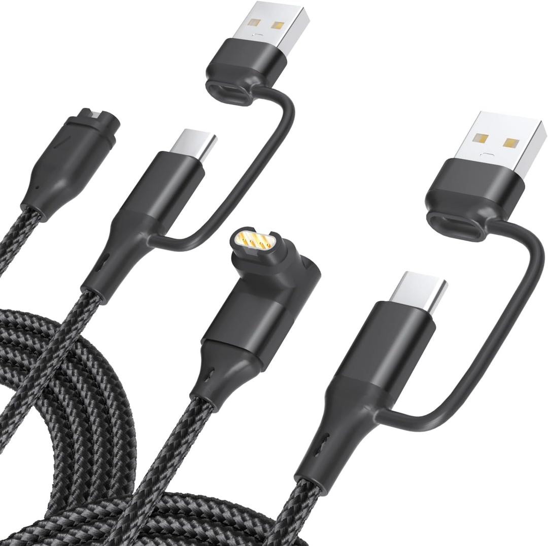 2 in 1 Charger Cable for Garmin Watch 3.3FT 2-Pack, USB Charging Cord with Type-C for Fenix 8 7 7X 6 Pro,Forerunner 970 965 570 265 255 165 55,Vivoactive 5 4,Instinct,Venu 3 3S X1,Epix,Vivomove,Tactix