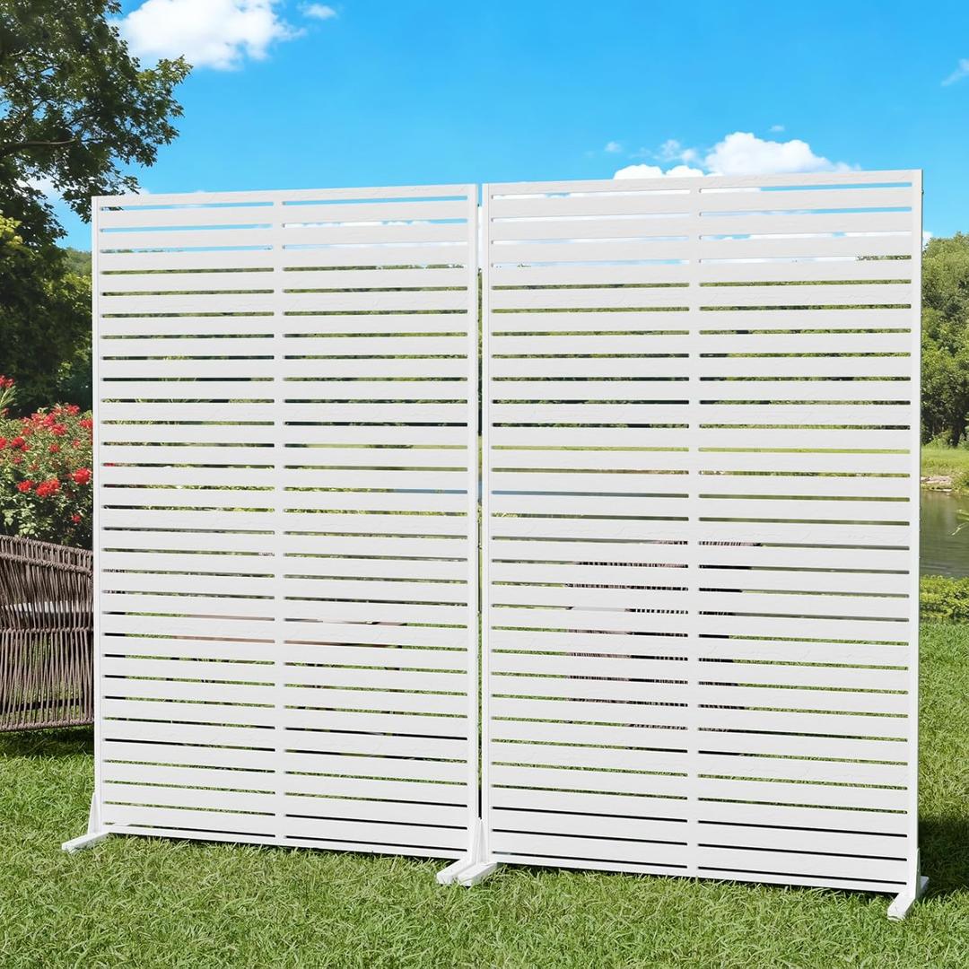 Privacy Screen Outdoor Freestanding Fence Panel, 72" H47" W HDPE Decorative Screen Panel with Stand & 6 Panel, Air Conditioner Fence, Privacy Panels for Patio, Balcony, Garden, Backyard