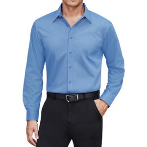 J.VER Men's Dress Shirts Stretch Stain Shield Long Sleeve Solid Formal Shirt Business Casual Button Down Shirts (X-Large)