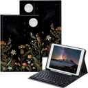 for iPad 10th Generation Case with Keyboard for iPad Case 10th Generation 10.9 inch 2022 with Detachable Wireless Keyboard & Adjustable Stand Protect Tablet Cover - Flowers and Plants Moon
